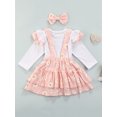 thumbnail image 4 of Qiylii Baby Girl’s Clothes Set Letter Romper+Daisy Suspender Skirt + Headband, 4 of 8