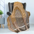 thumbnail image 4 of Moroccan Soft Flannel Fleece Throw Blanket, Typical Moroccan Tiled Fountain in the City of Rabat near Hassan Tower, Cozy Plush for Indoor and Outdoor Use, 50" x 70", Apricot Pale Brown, by Ambesonne, 4 of 5