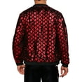 thumbnail image 3 of Chaqueta de hombre INSPIRE CHIC, chaqueta de béisbol con lentejuelas de argyle, chaqueta brillante para fiesta y club, XL roja, 3 of 6