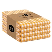 Native Fab 4 Pack Gingham Check Plaid Kitchen Towel - Soft Cotton - Washcloths - 16x26 - Yellow