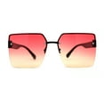 thumbnail image 3 of Womens Rimless Oversize Rectangle 90s Butterfly Sunglasses Black Red Orange, 3 of 4