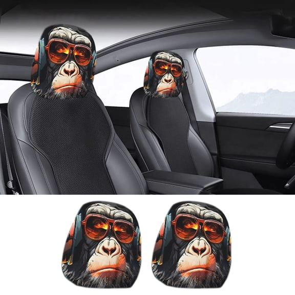 Funny Ghost Face Car Headrest Covers 2 Pack 9.84 Inch, Stretchy Soft Polyester Seat Head Rest Protector for Auto Interior Halloween Decoration, Car Accessories