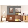 thumbnail image 6 of CoSoTower Wood Twin Size House Bunk Bed with Roof, Ladder and 2 Windows, Oak & Smoky Grey, 6 of 9