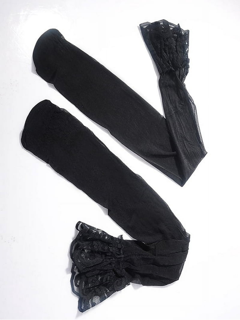 Women's Nylon Stockings, Lace Garter Belt & Panties Lingerie Set, Black,  One Size Fits Most