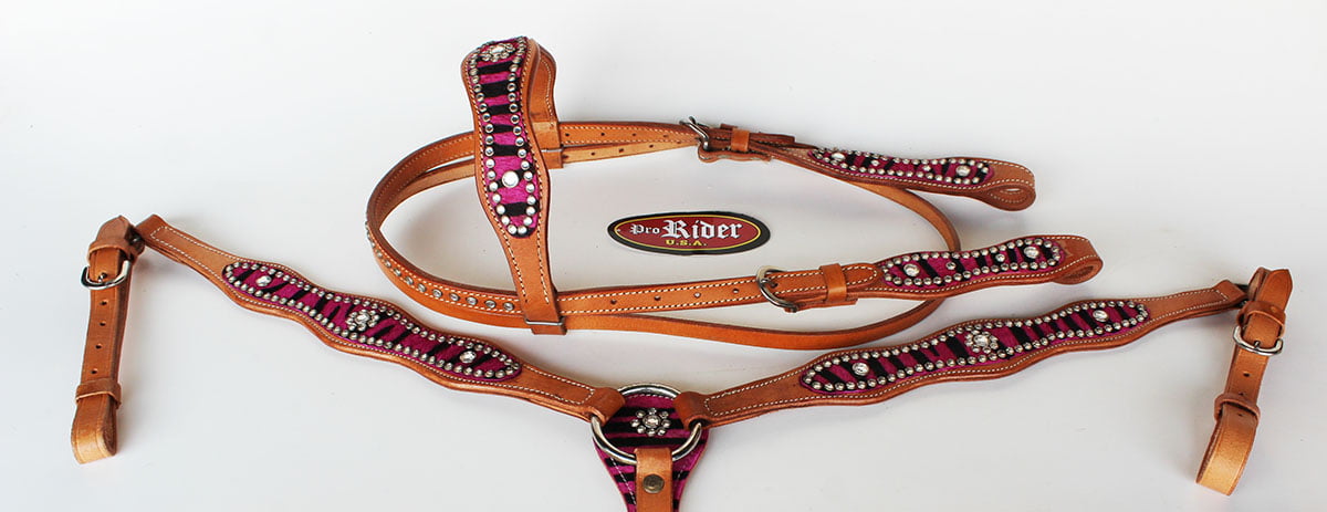 Details about   Horse Western Riding Leather Bridle Headstall Breast Collar Tack Pink 7649 