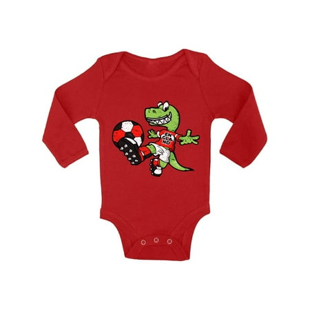

Awkward Styles England Long Sleeve Baby Bodysuit Dinosaur Football Baby Bodysuit