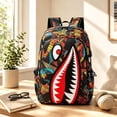 thumbnail image 3 of 3D Shark Mouth Graphic Print Backpack, Comic Style Colorful Design, Casual Daypack for Youths and Teens, 3 of 3