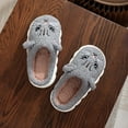 thumbnail image 6 of NOLDARES Toddler Kids Cute Cartoon Slippers Boys Winter Warm Fuzzy Bedroom House Shoes(Grey,9.5-10 Years), 6 of 7