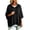 Black, variant on Plus Size 3/4 Batwing Sleeve Women Hooded Sweater Drawstring Hoodie Loose Side Slit Ribbed Hem Casual Oversized Pullover Top For Daily Streetwear 5Xl