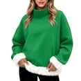 thumbnail image 2 of Chandails d'Automne Grande Taille pour Femmes Mode Décontractée Imprimée Col Roulé Manches Longues Chandail en Molleton Amusant Vert TTTG, 2 of 5