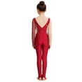 thumbnail image 2 of CHICTRY Toddler Girls Mesh Patchwork Unitard Full Length Gymnastic Leotard Tumbling Bodysuit Color Block Dance Jumpsuit Red 14, 2 of 6