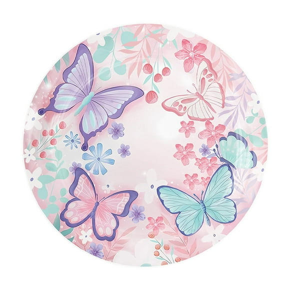 Ensemble de Fournitures pour Fête d'Anniversaire avec 10 Pcs Assiettes en Papier Papillon de 9 Po, 10 Pcs Assiettes en Papier Papillon de 7 Po et 20 Pcs Serviettes Papillon