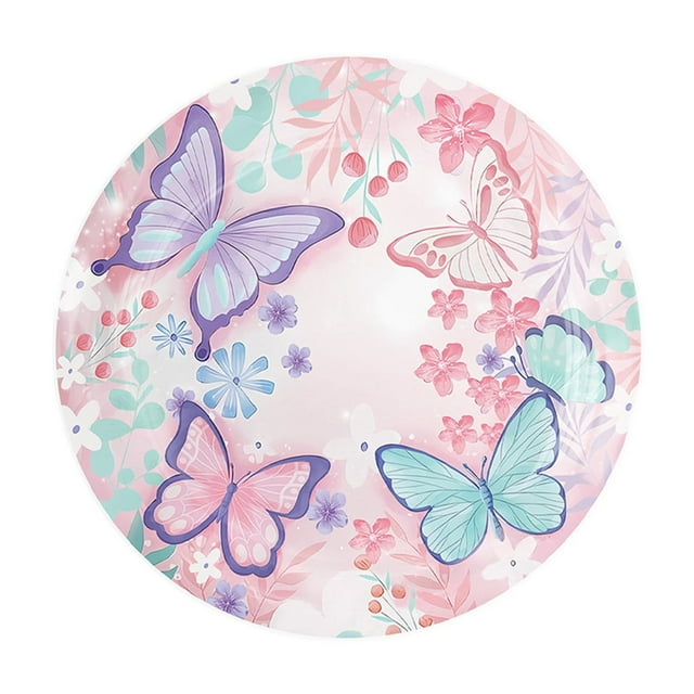 Butterflies Birthday Party Supplies Colorful Tableware Set Of Disposable 9 Inch Plates 10pcs