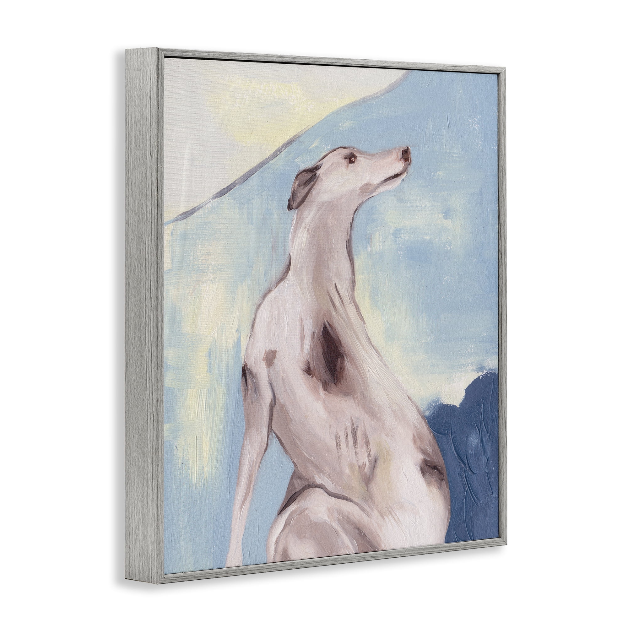 Stupell Industries Greyhound Abstract Painting Animals & Insects Painting Gray Framed Art Print Wall Art, 24 x 30