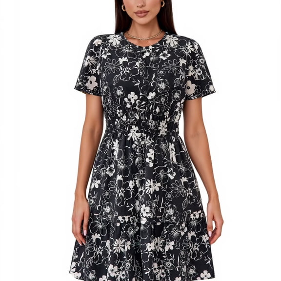 PRETTYGARDEN Women's V-Neck Mini Dress, Fashionable and graduation ball gown,Wedding guest dress