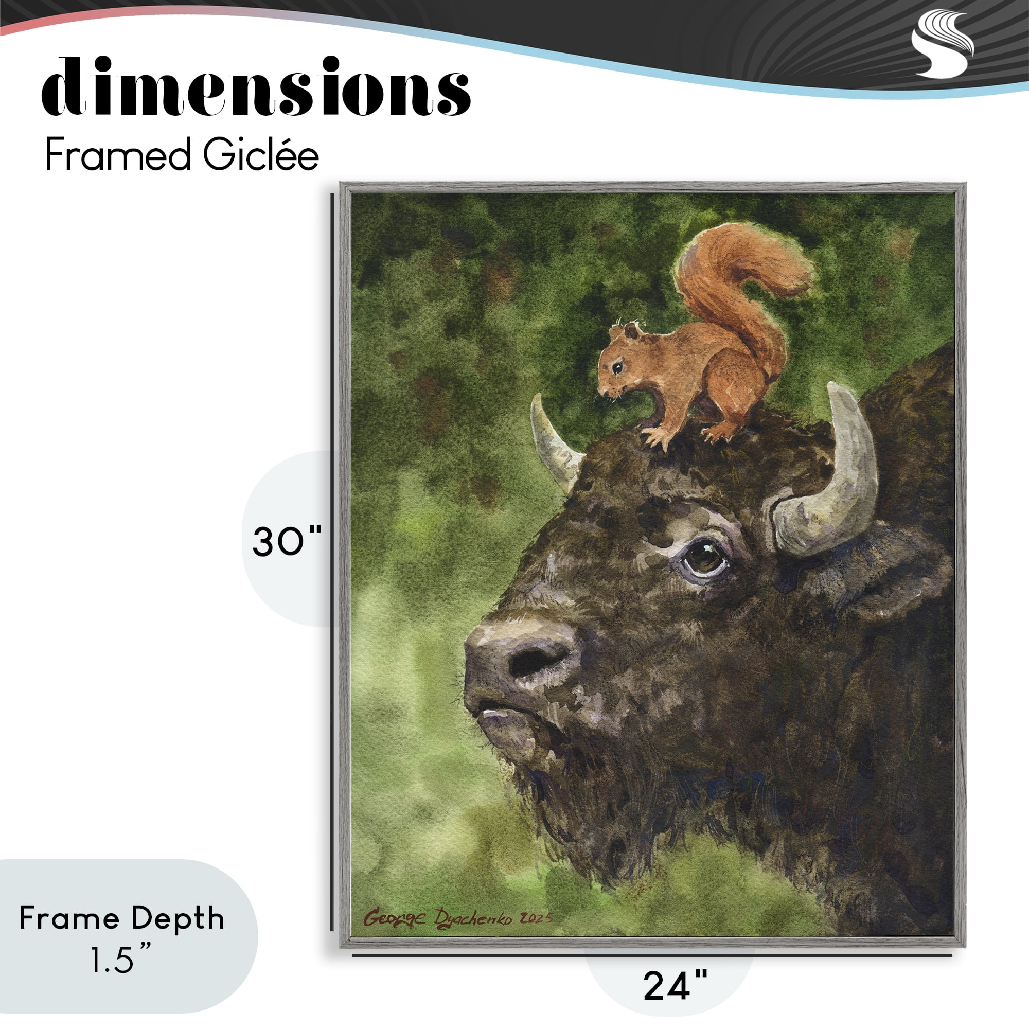 Stupell Industries Bison & Squirrel Duo Gray Framed Giclee Art, design by George Dyachenko