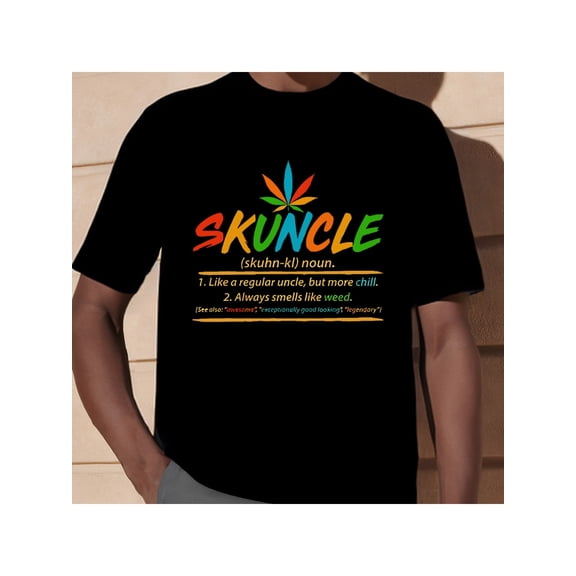 Funny Skuncle Definition Graphic T-Shirt - Men's Short Sleeve Premium Tee - Black AA - Humorous Uncle-Inspired Design