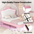 thumbnail image 6 of Bellemave Full Size Upholstered Princess Bed with Crown Headboard and LED Lights, Pink / White, 6 of 12