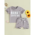 thumbnail image 2 of Bslissey Toddler Baby Boys Girls 2Pcs Summer Outfits Short Sleeve Letter Print T-shirt Tops + Solid Color Rolled Shorts 6M 12M 18M 24M 3T Infant Casual Shorts Sets, 2 of 9