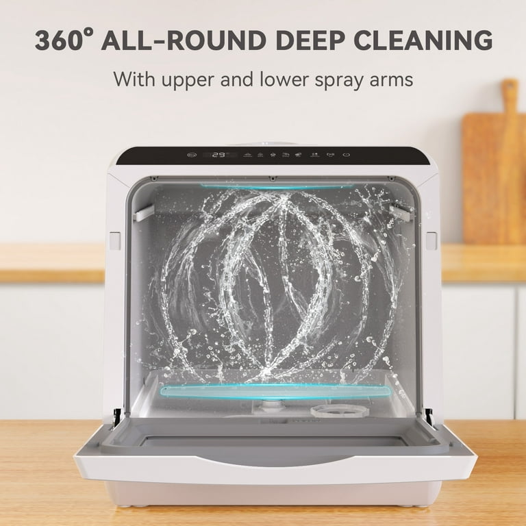 Hermitlux Countertop Dishwasher, 5 Washing Programs Portable