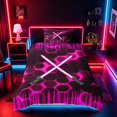 thumbnail image 2 of meiyoeat Neon Twin Bedding for Boys, Sci-Fi Pink Gaming Duvet Cover Set, Black Reversible2 Pieces, 1 Duvet Cover and 1 Pillowcase, 2 of 7
