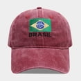 thumbnail image 2 of 2026 Soccer Fan Cap - Brazil Flag Embroidered Baseball Cap, 2026 Soccer Fan Distressed Washed Running Hat, Adjustable Unisex Sporty Cap for Men and Women, Game Day and Casual Wear - Wine, 2 of 8