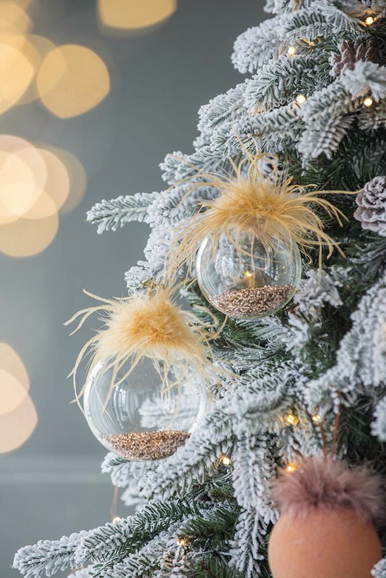 Set of 4 Glass Christmas Ball Ornaments with Glitter Design by Riccardo Tree Decor