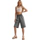 thumbnail image 5 of Karight Bermuda Shorts For Women Knee Length Wide Leg Summer Casual Long Linen Shorts Baggy High Waisted Short With Pockets, 5 of 9