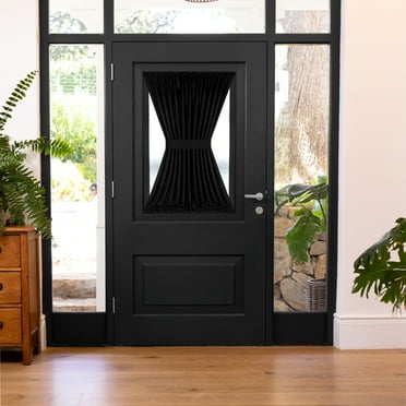 Darcy Rod Pocket Light Filtering Door Panel with Tieback - 25" x 40" - Black