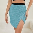 thumbnail image 2 of Npasoilc Sequin Irregular Hem Short Skirt for Women Solid Color Sparkly Half Skirt, 2 of 7