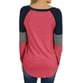 thumbnail image 4 of Women Loose T-Shirt Pullover Long Sleeve Splice Patchwork Blouse Women Stripe Flowy Top Casual Loungewear Basic Tee Tops, 4 of 6