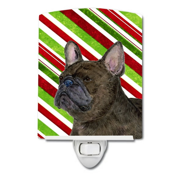Caroline's Treasures SS4588CNL French Bulldog Candy Cane Holiday Christmas Ceramic Night Light, 6x4x3", multicolor