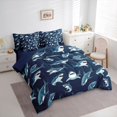 thumbnail image 2 of Manfei Cartoon Shark King Bedding, Marine Sealife King Bed in a Bag, Navy Blue, Blue Reversible, 7-Piece, 2 of 6