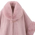 thumbnail image 5 of Fewfanhot Women Faux Fur Trim Cardigan Cloak Tweed Poncho Cape, Thick Warm Lined Wrap Coat for Fall Winter, 5 of 5