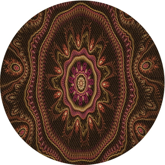 Ahgly Company Machine Washable Indoor Square Transitional Saddle Brown Area Rugs, 3' Square