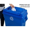 thumbnail image 4 of GMNIU 23 Gallon Highboy Plastic Recycling Bin Kitchen Trash Can with Lid, Pass Through Handles, and Dustpan Edge, Blue, 4 of 7