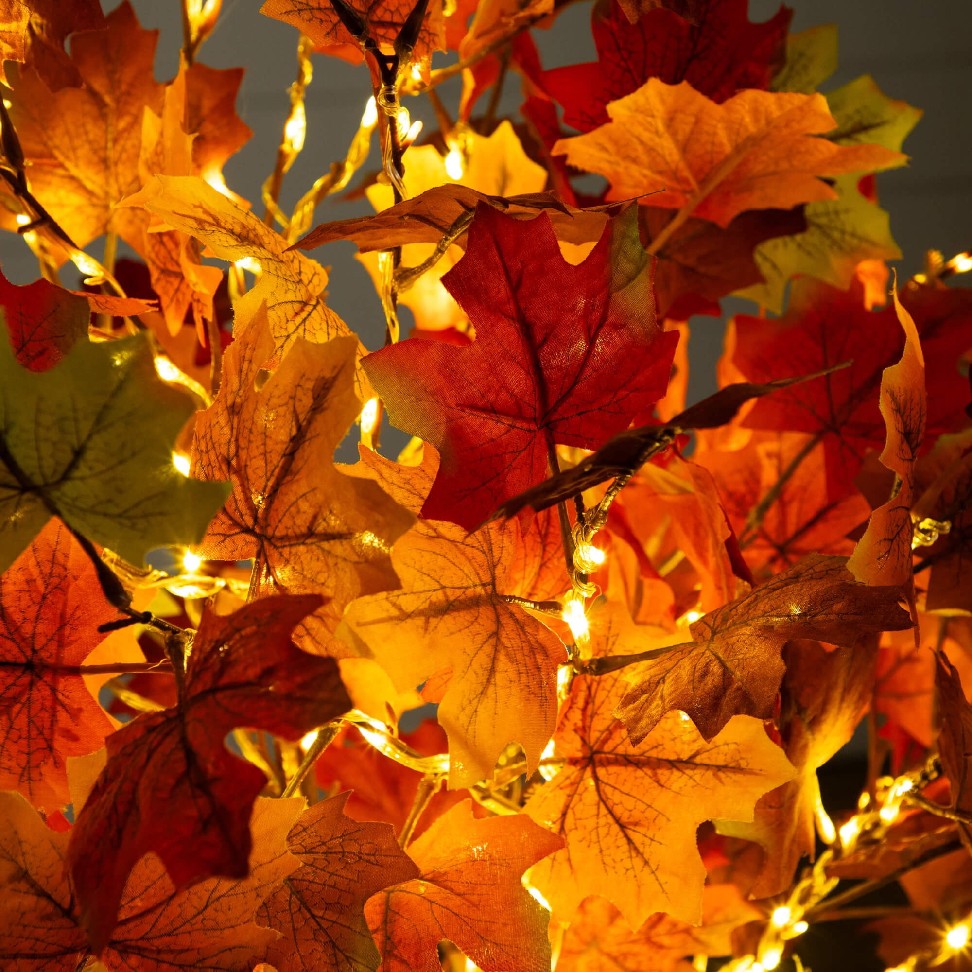 Nearly Natural Pre-Lit Autumn Maple Artificial Fall Harvest Tree - 4' - Warm White LED Lights