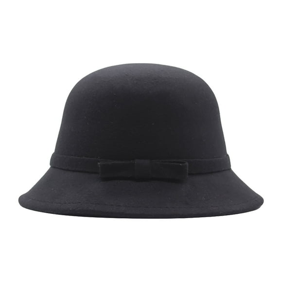 Womens 1920s Bucket Cloche Hat Winter Faux Wool Crushable Bowler Hat Vintage Cloche Round Hat