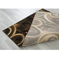 thumbnail image 5 of Spiral/Swirls Modern Contemporary Hand Carved Area Rug-Chocolate/Beige/Black, 5 of 6