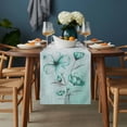 thumbnail image 2 of Turquoise Flowers Table Runner - 108 Inch Long, Kitchen Dining Table Runner Dresser Scarves, Farmhouse Gradient Floral Plants Farmhouse Decor for Coffee Tables Wedding Party Banquet, 2 of 8