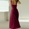 thumbnail image 4 of 2025 Robes Épaisses Unies pour Femmes Grande Taille Décontractées à Bretelles Coupe Ajustée Robes Maxi Décontractées pour Femmes Robe à Taille à Lacets Robes pour Femmes Décontractées, 4 of 6