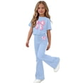 thumbnail image 7 of ATOGUTA Girls Going Out Outfits Kids Short Sleeve T-Shirts and Elastic Waist Flared Pants Size 5T-15 Teens Summer Cute Clothes Sets Light Blue, 7 of 7