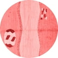thumbnail image 1 of Ahgly Company Machine Washable Indoor Round Abstract Red Modern Area Rugs, 3' Round, 1 of 4