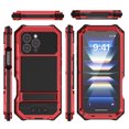 thumbnail image 2 of Dteck for iPhone 16 Pro Max Case with Built-in Screen Protector, Metal Heavy Duty Full Body Protective Case with Kickstand, Military Grade Shockproof Rugged Case for iPhone 16 Pro Max,Red, 2 of 7
