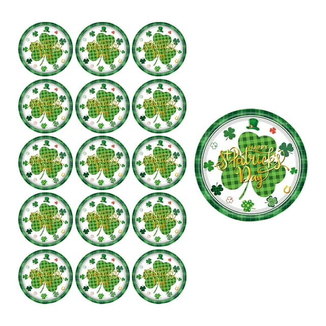 B Trèfle Fête à Thème de la Saint-Patrick Vaisselle Jetable Assiettes en Papier de 9 Pouces Lot de 16 Design Vert