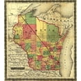 thumbnail image 2 of Vintage Maps 15x16 White Modern Wood Framed Museum Art Print Titled - Wisconsin showing The Milwaukee and Horicon Rail Road 1857, 2 of 4