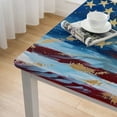 thumbnail image 4 of BANET American Flag Fitted Tablecloths Square, Elastic Edge Home Decor Table Cover, Dust &amp; Oil Proof Washable Polyester Tablecloth for Family Cafe Party, Fits Square Table White, 4 of 7