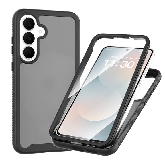 TECH CIRCLE Matte Translucent Case for Samsung Galaxy A17 5G, 360° Full Body Cover with Built-in Screen Protector Shockproof Case,Black