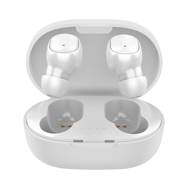 Methold 1 par de auriculares inalámbricos portátiles reutilizables compatibles con Bluetooth 5,0 Control de botones manos libres 10m auriculares para Cables de audio/vídeo Blanco