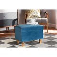 thumbnail image 5 of Contemporary Sky Blue Velvet Fabric Upholstered & Oak Brown Finished Wood Storage Ottoman, 5 of 5